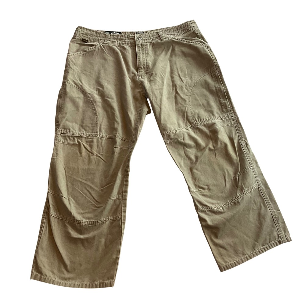 Kuhl Canvas Work Pants Mens 38x30 Khaki Vintage Patina Dye Outdoor Trousers